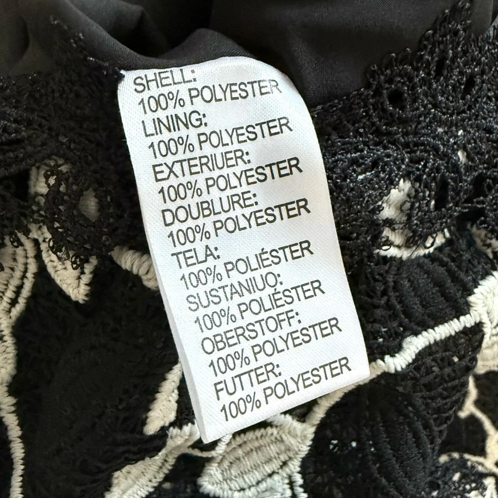 Shani NWT Black/White Two Tone Lace Bateau Neck Ruffle Hem Dress - Picture 6 of 10